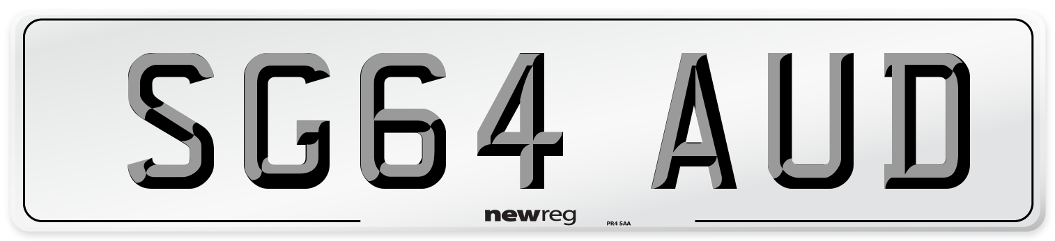 SG64 AUD Number Plate from New Reg